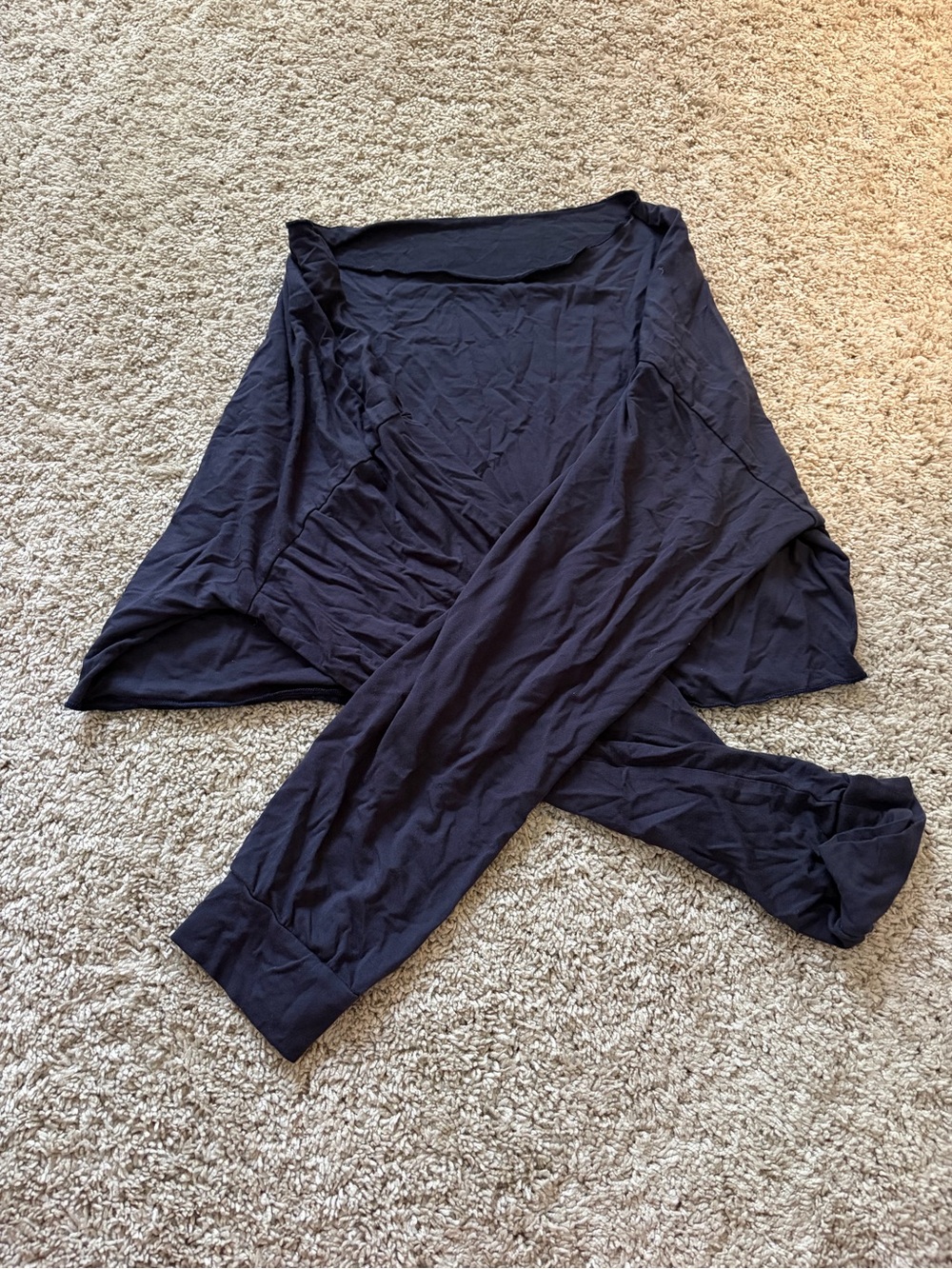 Lightweight Black Open-Front Draped Cardigan